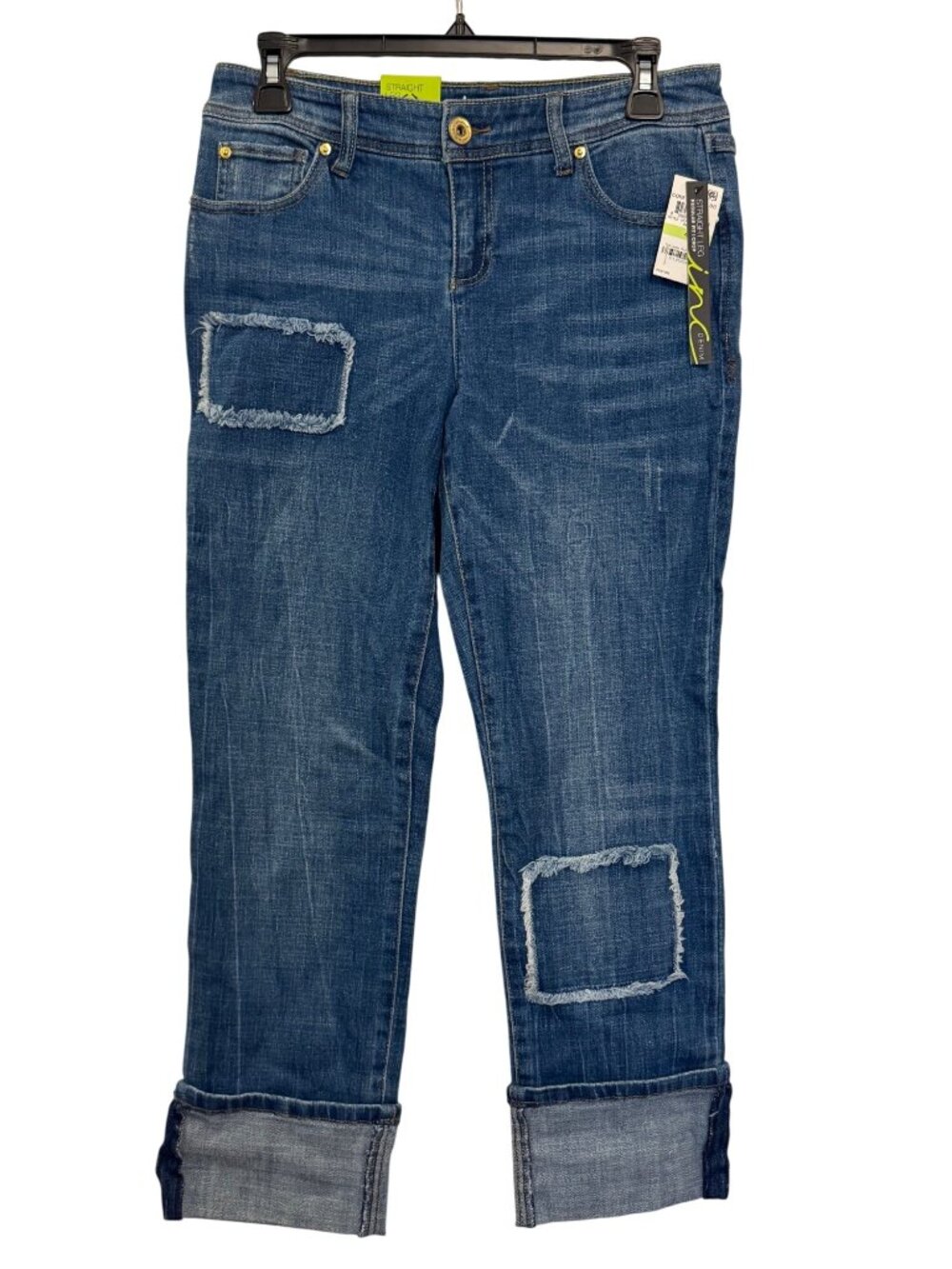 INC Womens Straight Leg Regular Fit Crop Jeans Size 4 Blue